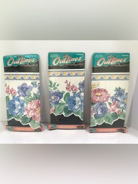 VTG NEW 3 Packs 80s 90s NOS Wallpaper Border Pink Blue Purple Floral 15 Yards